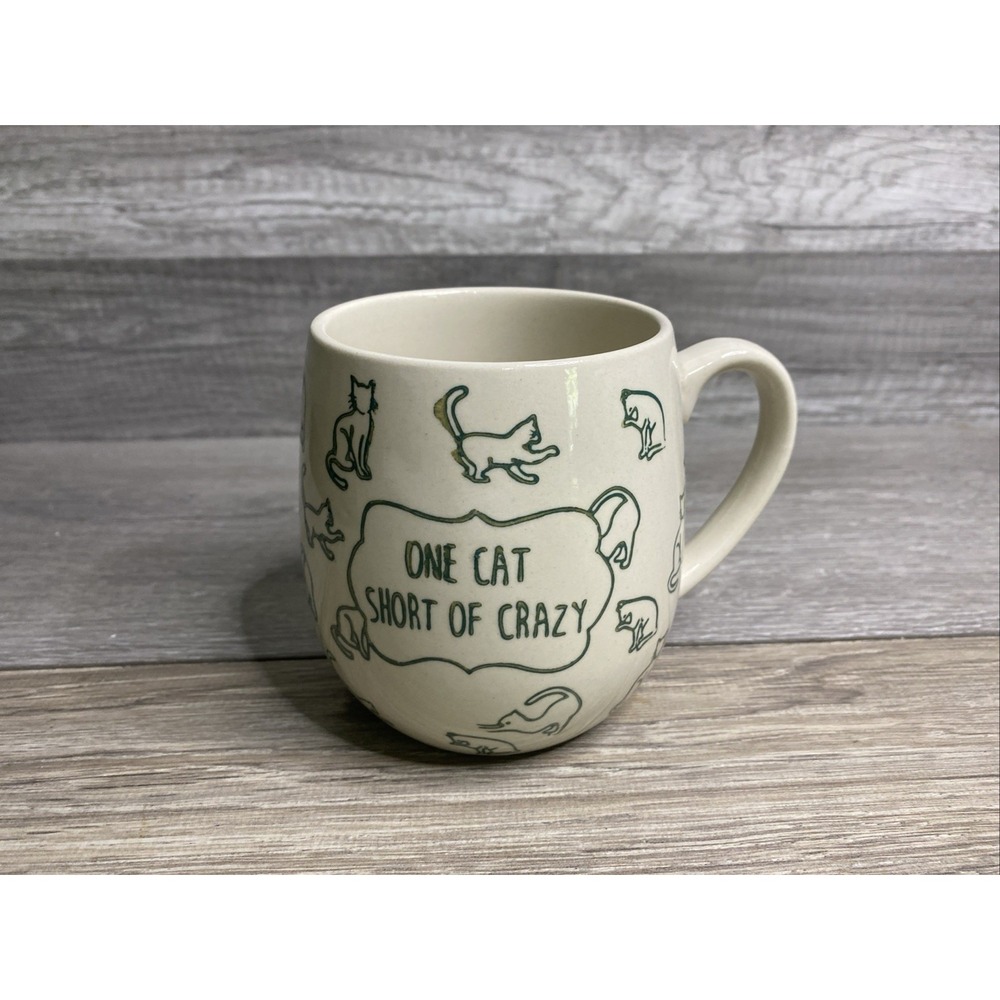 One Cat Short Of Crazy Large White Coffee Mug Cup World Market Cats Kittens